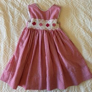 Girls 3T pink gingham smocked fish dress